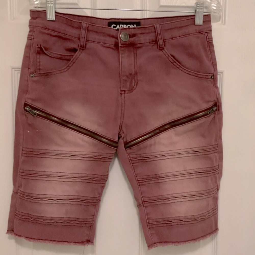 carbon mens Lt Burgundy‎ Stonewash  Denim Shorts Size 30
